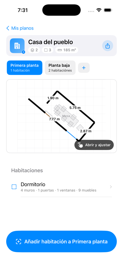 Casa con dos plantas seleccionables — planta baja y primera planta
